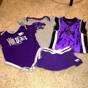 🔴Kansas K-State 2 onesies, basketball jersey and skort